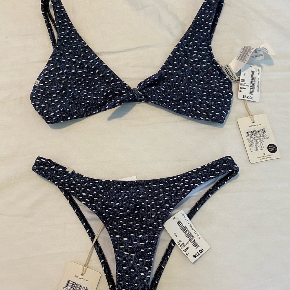 RHYTHM navy blue and white bikini